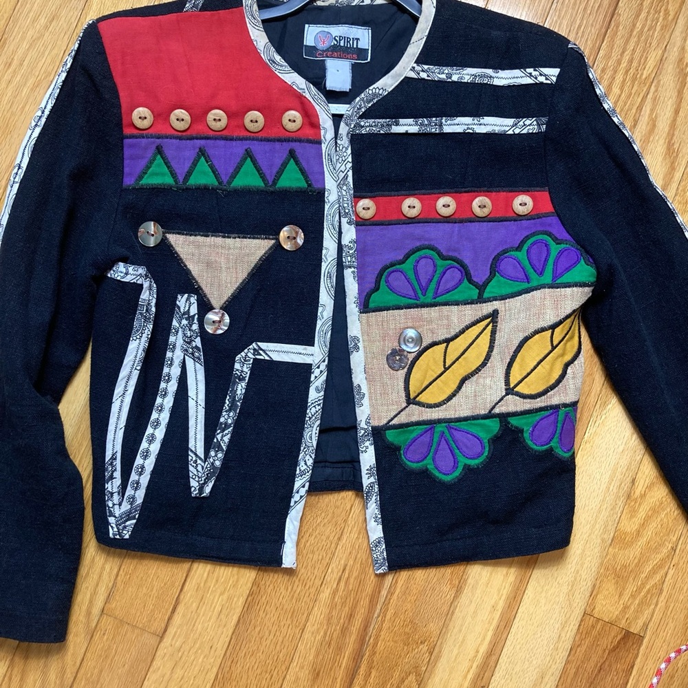 Rare Vintage Boho Cropped Patchwork Embroidered Jacket/Blazer